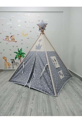 Kızılderili Oyun Çadırı Yıldız Rüyası Gri