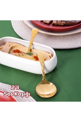 Porsima 5217 Metal Gold 2 Li Sos Kaşığı Kepçe 13cm
