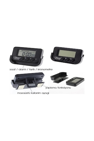 River World Ev Ve Araç Tipi Dijital Saat Kronometreli Alarmlı Pill