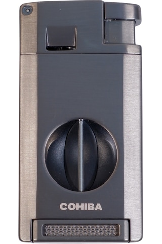 Cohiba Çift Torch Pürmüz Kesici & Delici Gunmetal Metal Puro Çakmağı