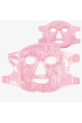 Terapi Jel Yüz Maskesi Soğuk Ve Sıcak Boncuklu Ayarlanabilir Maske Pembe