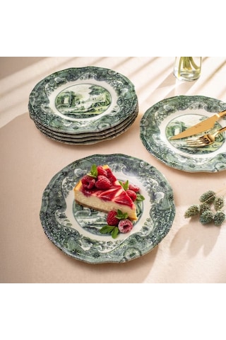 Fecra Vintage Emerald 6 Parça Pasta Tabağı Seti Yeşil