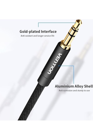 Besthome1 Ventıon 3.5mm Aux Kablo - 3m Altın Kaplama - Araç, Telefon, Bilgisayar