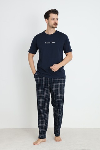 Arcan Arc Erkek Pijama Takımı Kısa Kol Düğmeli Lacivert