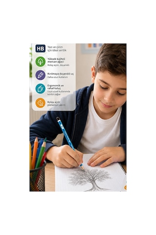 Siyah Kurşun Kalem Mercanlı 12 Adet Faber Castell Mercanlı Kurşun Tahta Kalem Hb Orta Dereceli Öğrenci Kalemi Okul Çok Renkli