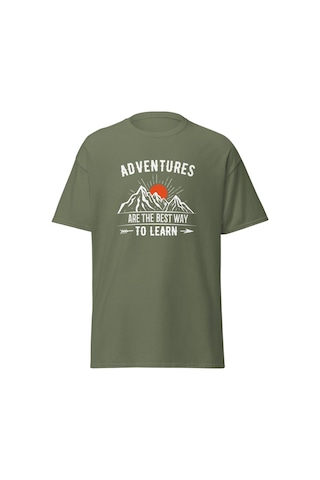 Wildstyle Adventures Are The Best Way To Learn Baskılı Kamp Doğa Unisex Pamuklu Tişört Haki
