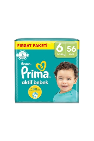 Prima Pampers Aktif Bebek Extra Large Bebek Bezi 13-18 KG 6 Beden 56 Adet