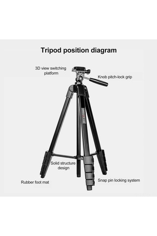 Monyee "kıngjoy Vt-688 Taşınabilir 5 Ayarlı Mini Tripod, 360 Dönebilir Başlık, 2kg Taşıma Kapasiteli, Kablosuz Kumandalı Alüminyum Sehpa"