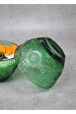 1 Adet Zümrüt Yeşili Cam Bowl Kase Çorba Sunum Kahvaltılık Yulaf