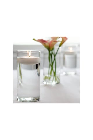 4 Lü Vazo + 12 Adet Çap 5 Cm Yeşil Yüzen Mum Yeşil