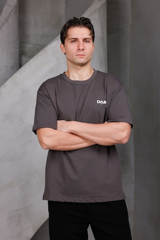 Erkek Baskılı Oversize Bisiklet Yaka 2 İki İplik Kompakt T-shirt Kahverengi
