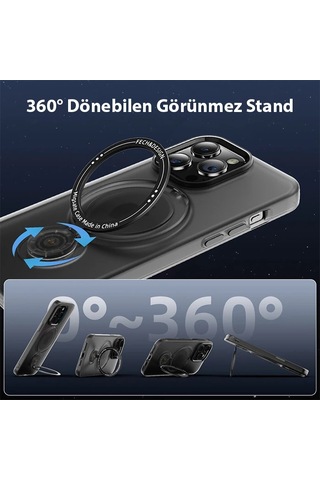 Ally Apple iPhone 14 Plus İçin Magsafe Uyumlu Standlı Manyetik Silikon Kılıf- 5775