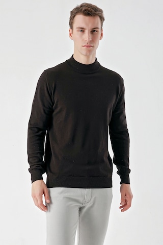 Morven Erkek Siyah Basic Yarım Balıkçı Yaka Dynamic Fit Rahat Kesim Triko 25kc017002001 Siyah