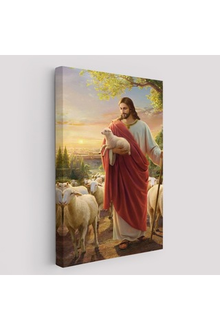 İsa Kuzu İle İsa Mesih Kayıp Kuzu Kanvas Tablo, Kilise Duvar Sanatı Süslemeleri-5218 50 X 70