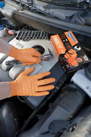 Dolphin Nitril Powergrip Ekstra Kalın Elmas Dokulu Eldiven Turuncu Meidum Orta Boy - 50'li 5 Paket