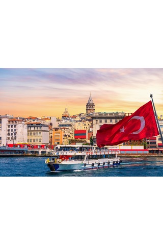 Aden Dijital Dekoratif İstanbul Galata Karaköy Manzara Kanvas Tablo Çok Renkli