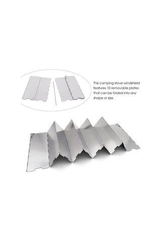Ebitda Katlanabilir Kamp Ocak Rüzgar Kalkanı 10 Tabak Alüminyum, Rüzgar Dirençli, Kompakt Depolama Çantası Gümüş