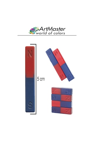 Çubuk Mıknatıs 10 Adet Deney Malzemesi Kırmızı Mavi Boyalı Okul Projeleri İçin I Şekilli Manyetik Çubuk Mıknatıs