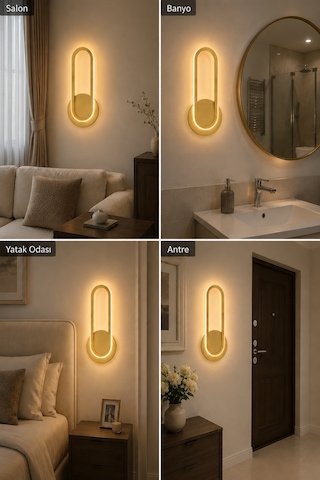 AvizeGO Haris Modern Led Duvar Apliği Günışığı Eskitme