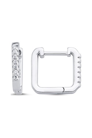 925 Ayar Gümüş Zirkon Taşlı 12mm Kare Halka Küpe