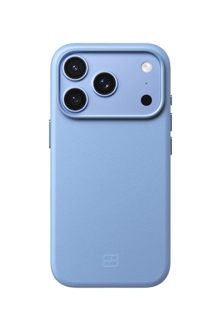 Apple iPhone 18 Pro Max Uyumlu 6.9 Nappa Premium Vegan Deri Magsafe Kılıf Light-blue