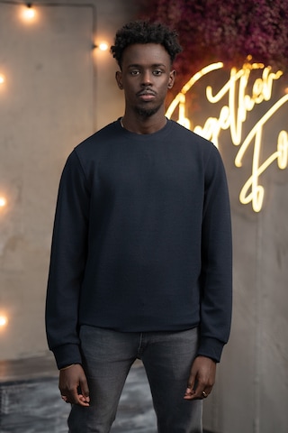Dorss Regular Fit Armürlü Bisiklet Yaka Likralı Mevsimlik Sweatshirt Lacivert