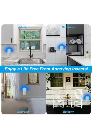 Mufunye 4 Adet Evcil Fiziksel Işık Çeken 1.8w 365-395nm Mor Işıklı Mus Musu Tutma Lamba, Led Gece Lambası Modu, 220v Avrupa Standartı, Siyah