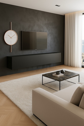 Mac Dizayn Adresan 200 Cm Soft Siyah Tv Ünitesi & Tv Sehpası Mat Siyah