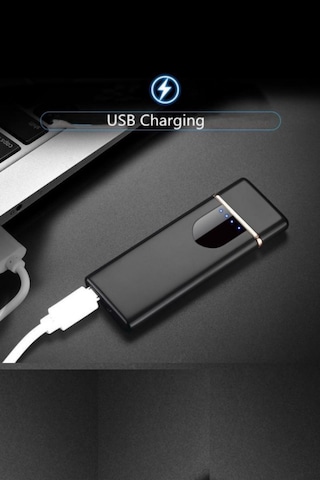 Büro Ev Ofis Kamp Keyfi İçin Dokunmatik Alevsiz Usb Şarjlı Çakmak