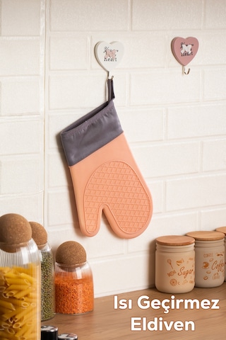 Porsima 3137-1 Silikon Yanmaz Yapışmaz Fırın Eldiveni Pudra Pudra