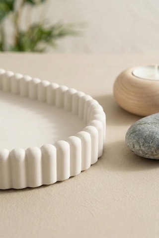 Retro Oval Şık Sunum Kayık Tabağı-kahvaltılık Ve Dekoratif Servis Tabağı 24 Cm Bej