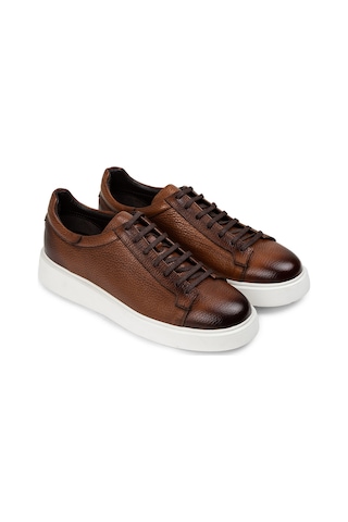 Deery Hakiki Deri Taba Rengi Erkek Sneaker Ayakkabı - 01954Mtbae01 Taba
