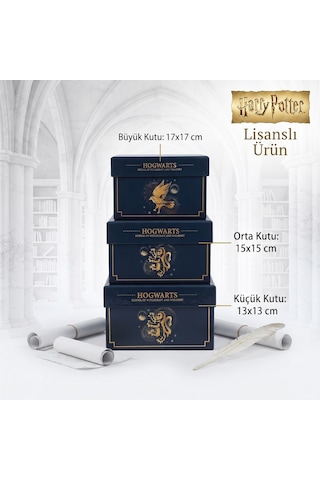 Bakgelal Harry Potter Hogwarts Lisanslı 3 Lü Dekoratif Saklama Kutusu Seti İç İçe Geçebilen Hediye Kutuları- Görekemli Hogwarts Tasarımlı - 9073883561273