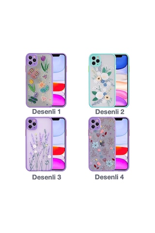 Apple Uyumlu iPhone 11 Pro 5.8Inç Kamera Korumali Çiçek Desenli Silikon Kilif 249192911 - Renk / Desenli 4