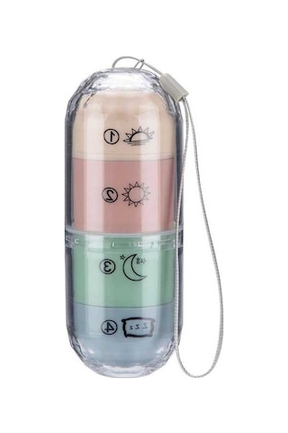 Dancemonkey Gökkuşağı Kapsül Mühür Seyahat Hap Kutusu, 360 Döndürme Zaman İstemi Renkli Mühür Kutu Çok Renkli