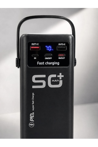 50.000 Mah Powerbank Hızlı Şarj 4 Dahili Kablolu Dijital Göstergeli Led Aydınlatmalı Taşınabilir Şar
