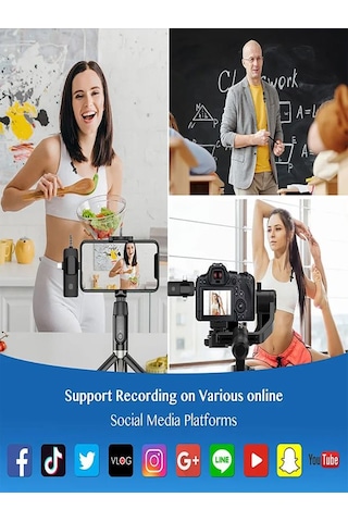 2'li Kablosuz 3in1 Yaka Mikrofonu Type-c Lighting 3.5mm Jack Uyum