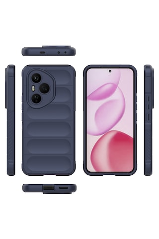 Honor 400 Pro Kılıf Kamera Korumalı Esnek Tpu Oyuklu Arka Yüzey Tasarımlı Pürüzsüz Silikon Kapak Lacivert