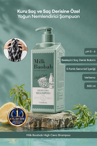 Kuru Saçlara Özel Yoğun Nemlendirici Şampuan Mılk Baobab High Cera Shampoo Verbena