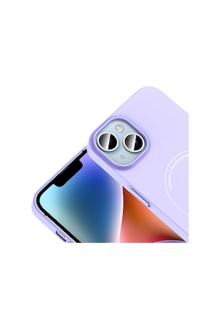 Apple iPhone Uyumlu 13 Kılıf M-safe Şarj Özellikli Kamera Korumalı Zore Elio Sert Pc Kapak - Lila