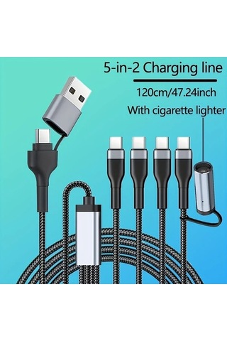 Fastbuy Dream011 5'inci 2 Usb Şarj Kablosu 1.2 M 3a Hızlı Şarj Çok Fonksiyonlu Type C İphone Uyumlu Android Cihazlar İçin