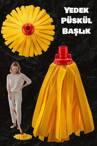 Technow Klasik Sarı Ultra Kalın Mop Paspas Püskül Yedek Başlık 1 Adet