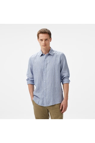 Nautica Erkek Mavi Classic Fit Çizgili Gömlek Çizgili W55434t Mavi