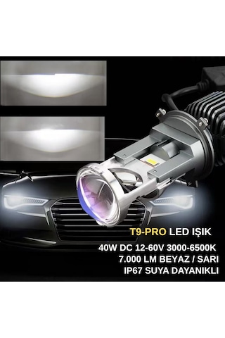 H4 Far Ampül Lazer Mercekli T9-pro Luxury Ayarlı Mini Bi-led Far Ampülü