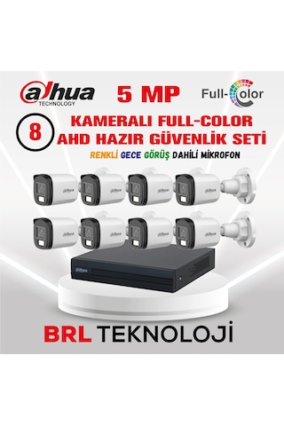 Dahua 5 Mp 8 Kameralı Sesli 30 Metre Renkli Gece Görüşlü Full Hd Kamera Seti