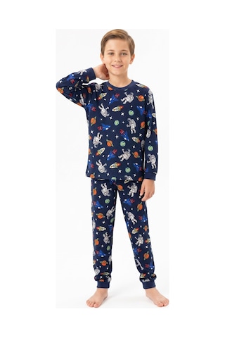 Modanino %100 Pamuk Erkek Çocuk Pijama Takımı 8-13 Yaş 12735ıs Koyu Lacivert