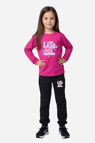 Fyk Kids 3'lü Kız Çocuk Baskılı Bel Detayı Lastikli Alt-üst Pijama Takımı Çok Renkli