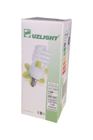 Uzlight 12w Spiral Tasarruflu Ampul Sarı Işık E14 Duy 10'lu Paket