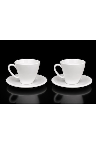 Corcuhome Curve Porselen 2 Li Tabaklı Kupa 4 Parça 200 Ml Beyaz