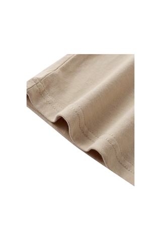 Ghassy Co. Unisex Normal Kesim Pamuklu Yumuşak Dokulu Bisiklet Yaka Basic Tişört Bej